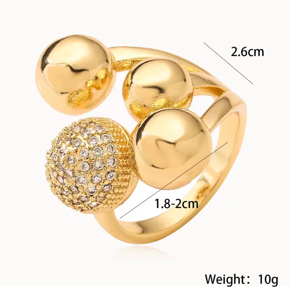 Ball Gold Multi-Sphere Pav Ring - image 4